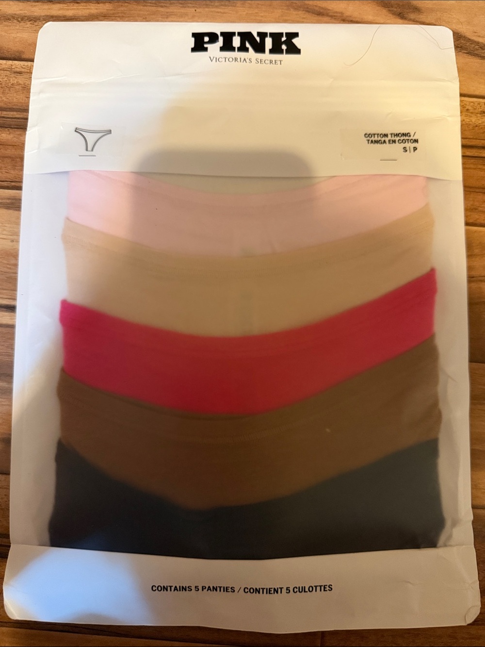 PINK Victoria's Secret 5-Pack Cotton Thongs - Multicolor